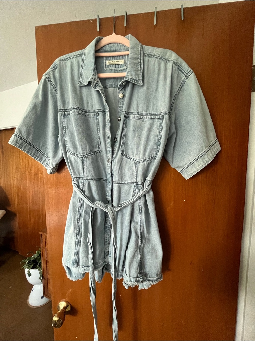 Light Wash Denim Tie-Waist shirt